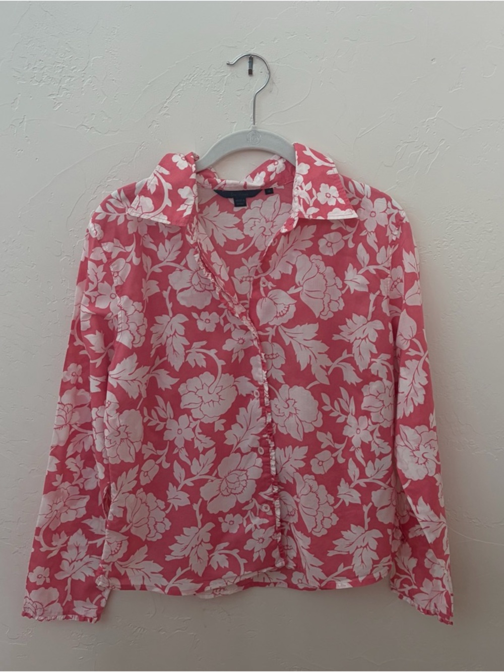 Boden Coral Pink Floral Button-Down Blouse